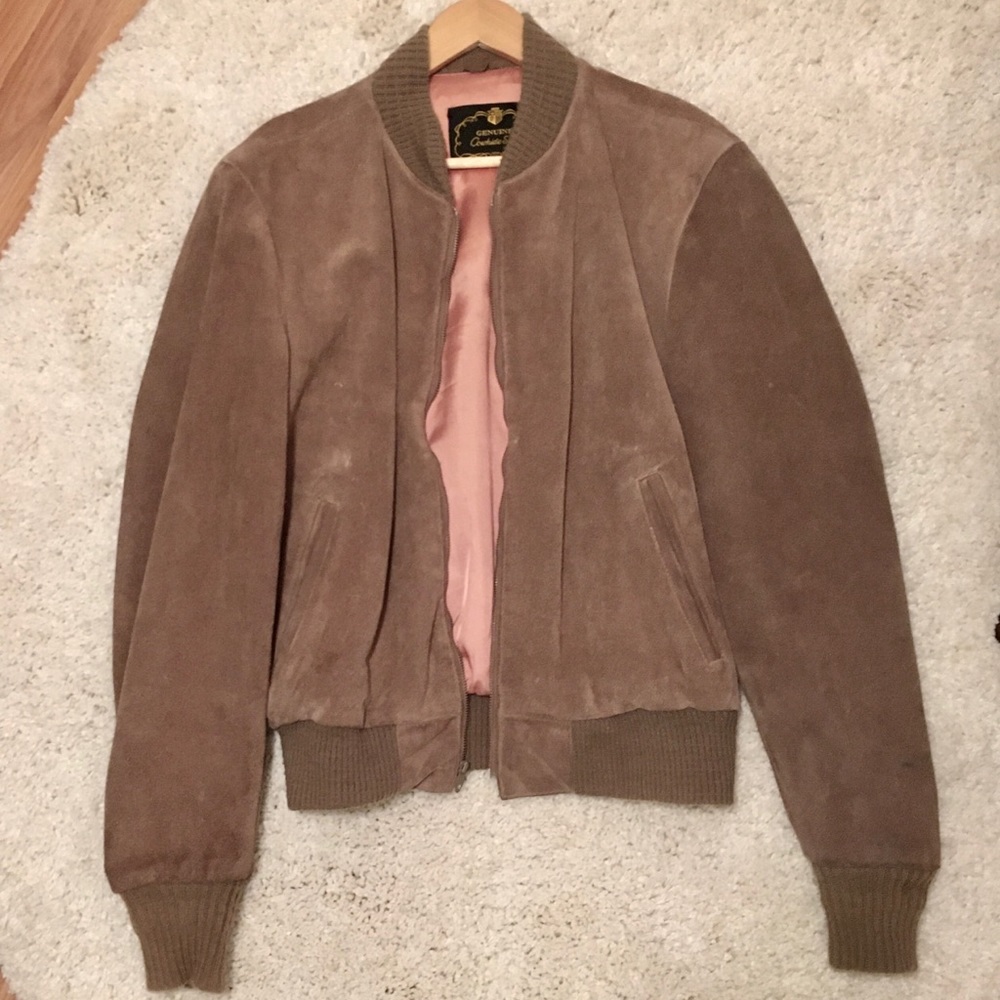 Vintage Split Cowhide Leather Jacket - Size 42